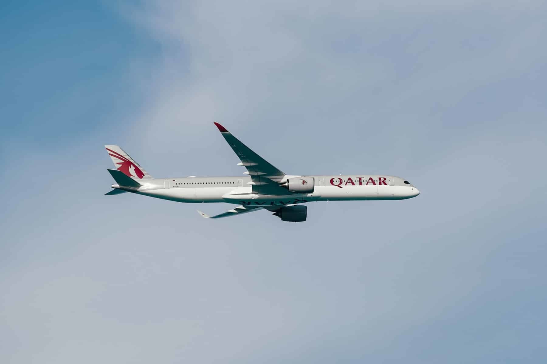 Qatar Airways flight in the air