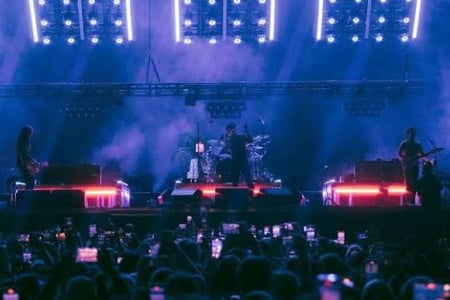 The Strokes performing on stage