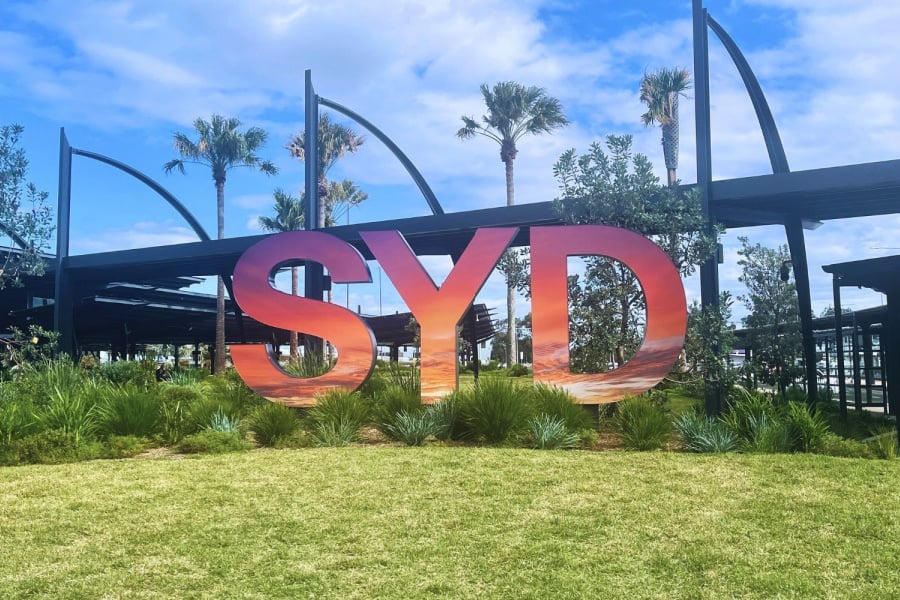 SYD sign outside Sydney Airport