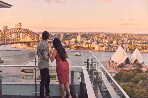Couple admiring Sydney Harbour