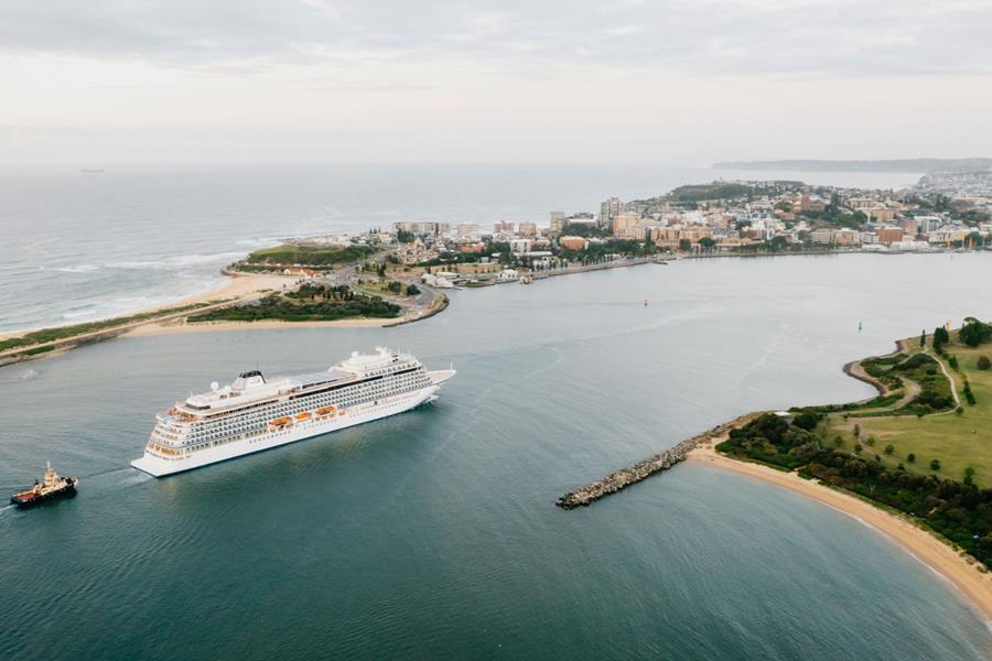 Ship cruising into Port of Newcastle