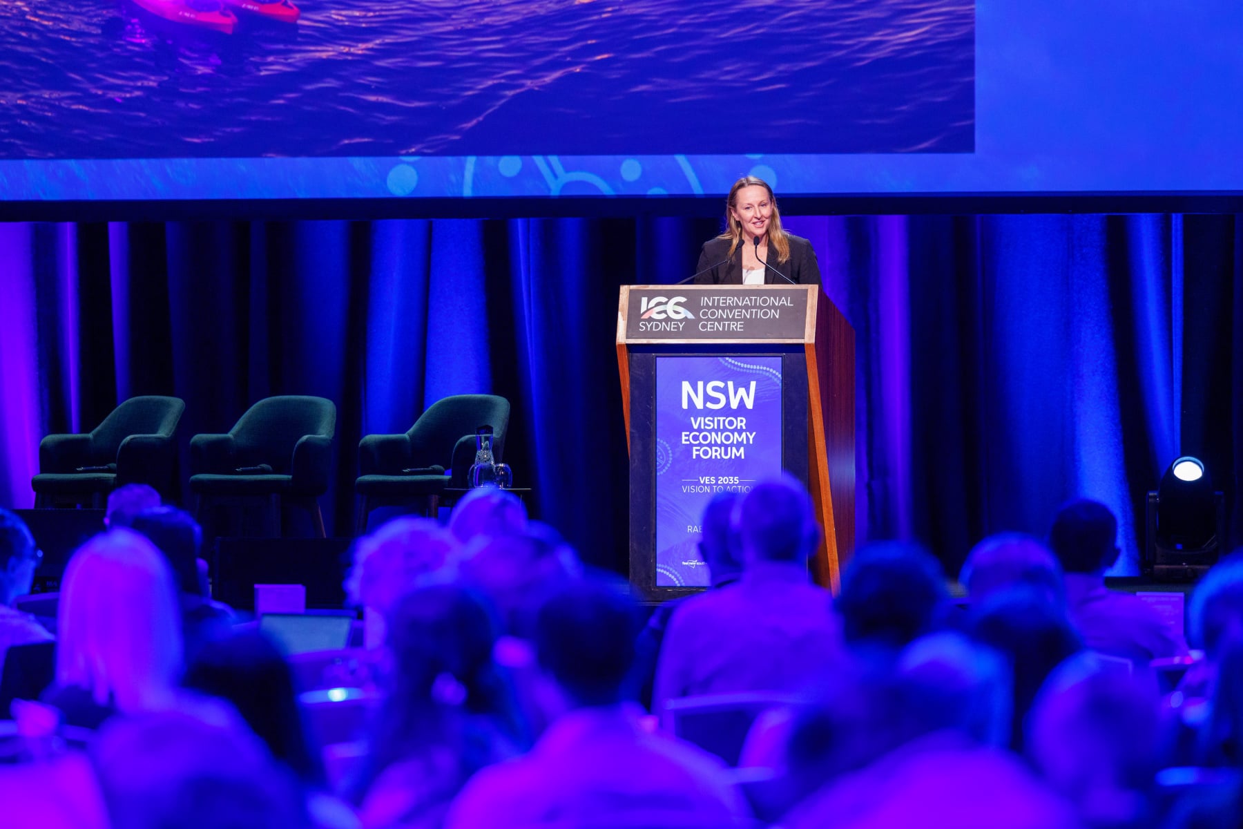 Destination NSW CEO giving speech