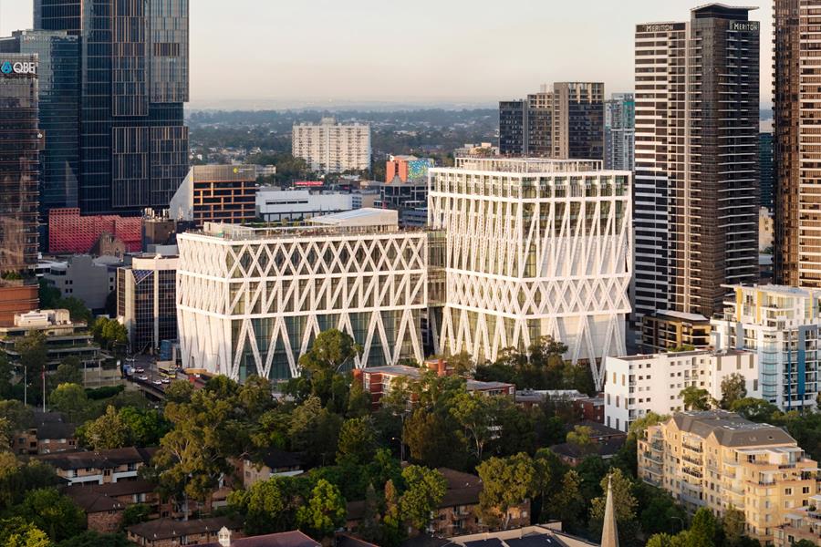 Aerial view of Powerhouse Parramatta