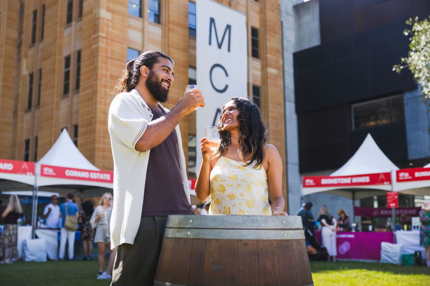 Couple drinking wine at Sydney Cellar Door event