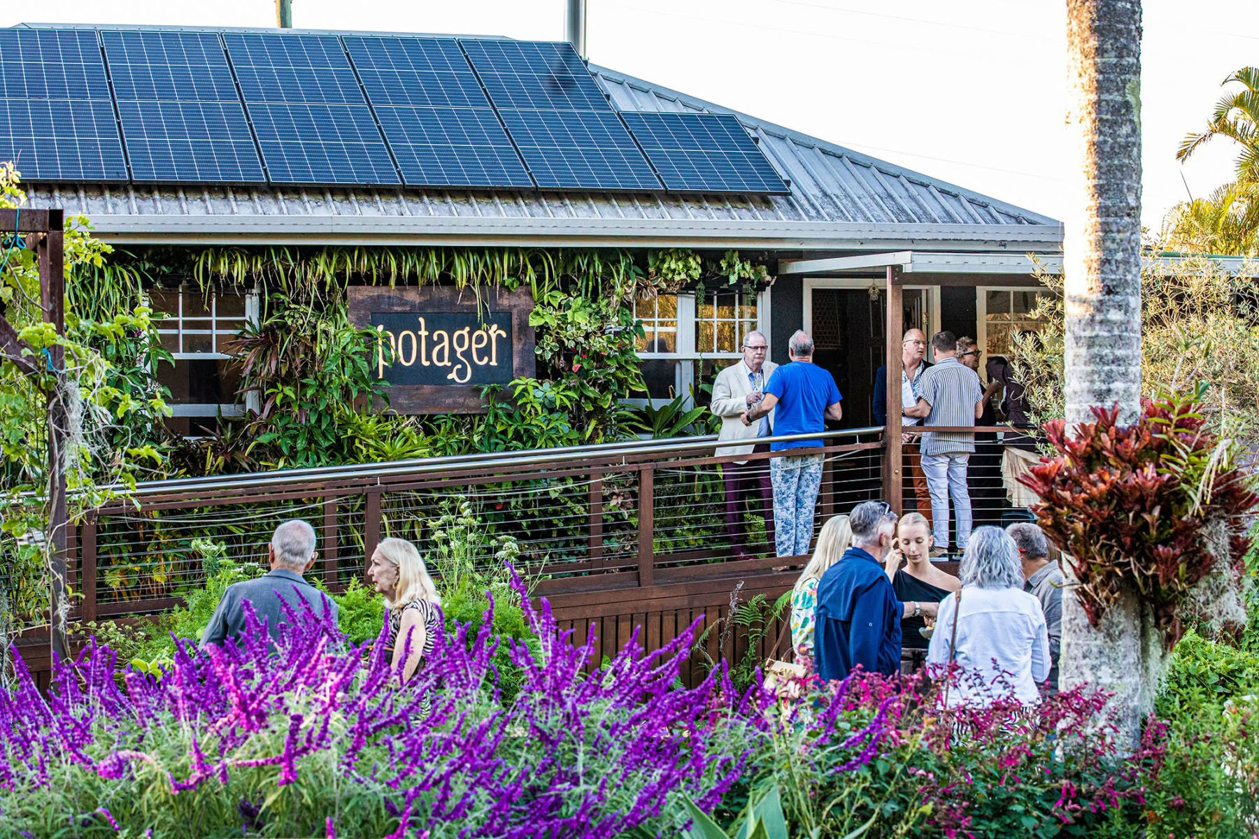 Guests outside Potager restaurant