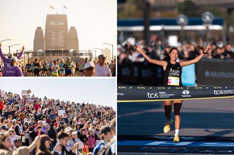 Crowds and runners at Sydney Marathon